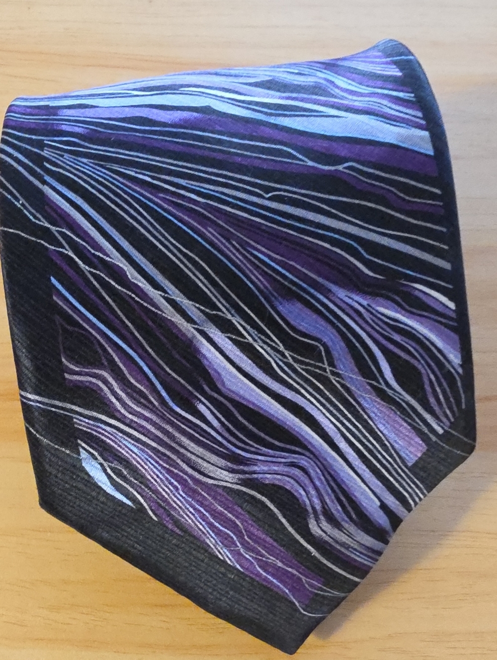 Arrow Purple, Black and Silver Wavy Stripe Men's Tie